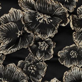 Jacquard 3D Effekt Blumen – schwarz/mandel, 
