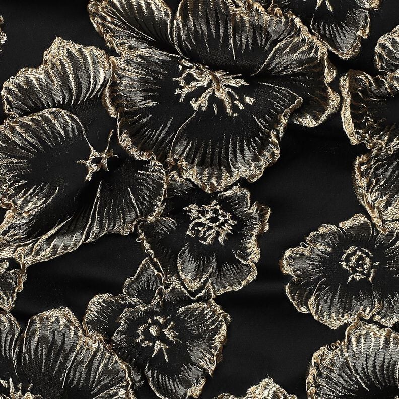 Jacquard 3D Effekt Blumen – schwarz/mandel, image number 2
