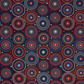 Badeanzugstoff Mandala – schwarzblau/feuerrot, 
