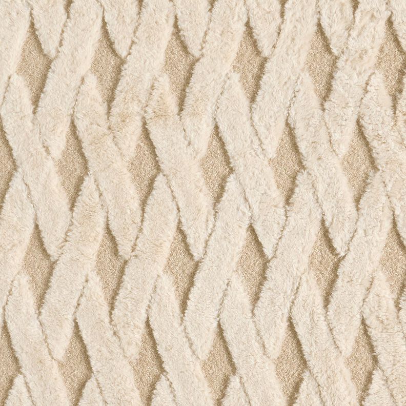 Kunstfell Bouclé Stoff Rauten – sand/natur, image number 1