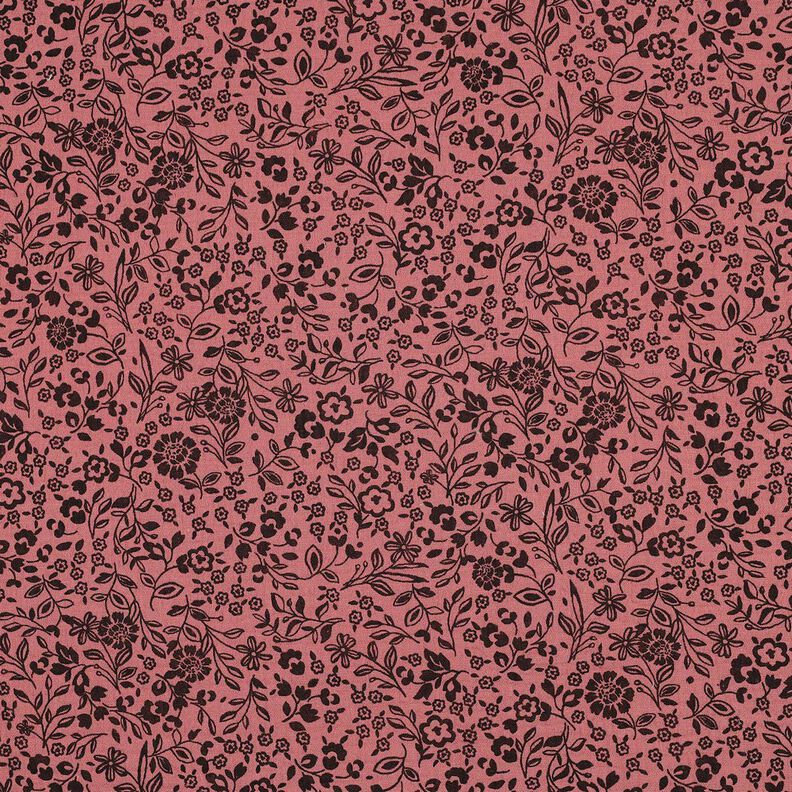 Musselin/ Doppel-Krinkel Gewebe bi-color Blümchen  | Poppy Fabrics – dunkelaltrosa/schwarz,  image number 1