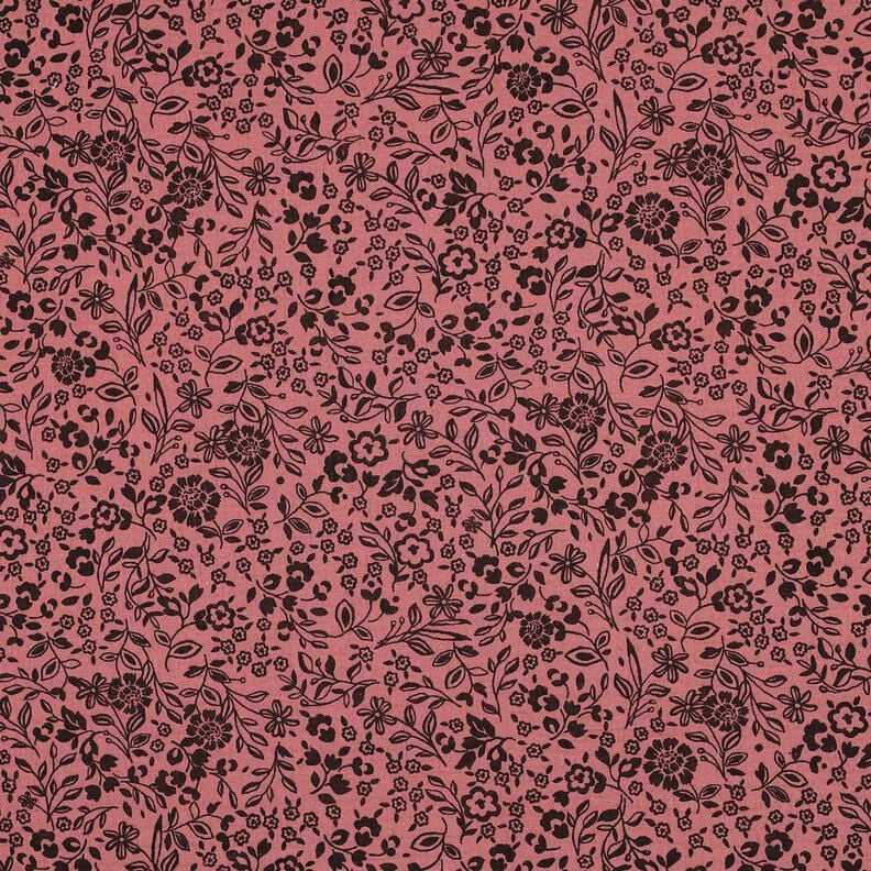 Musselin/ Doppel-Krinkel Gewebe bi-color Blümchen | Poppy Fabrics – dunkelaltrosa/schwarz, image number 1