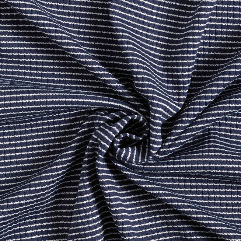 Rippenjersey Mini Streifen – marineblau/weiss,  image number 4