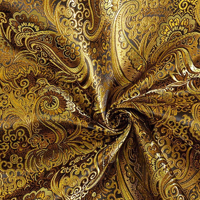 Bekleidungsjacquard Metallic Paisley – gold/schwarz,  image number 3