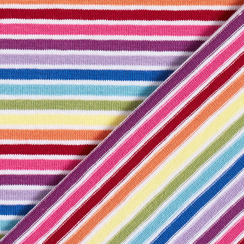 Baumwolljersey Regenbogenringel – weiss/Farbmix,  image number 4