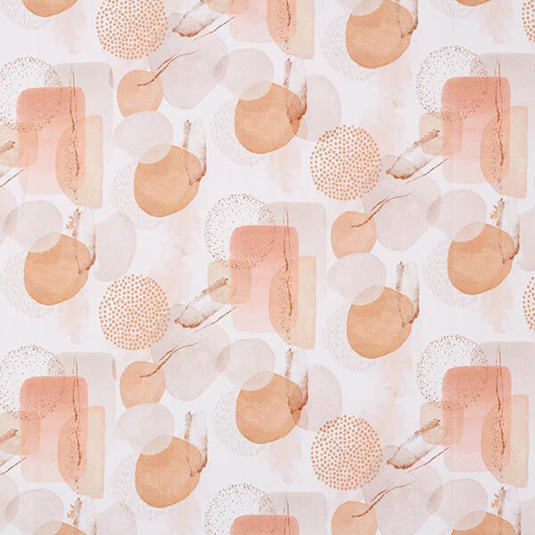 GOTS French Terry Sommersweat abstrakte geometrische Figuren – weiss/apricot, image number 1