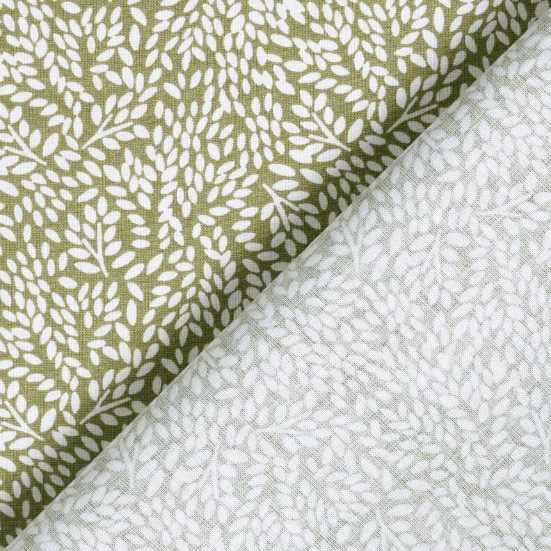 Baumwollstoff Cretonne Mini-Blätter – hellkhaki/weiss, image number 4