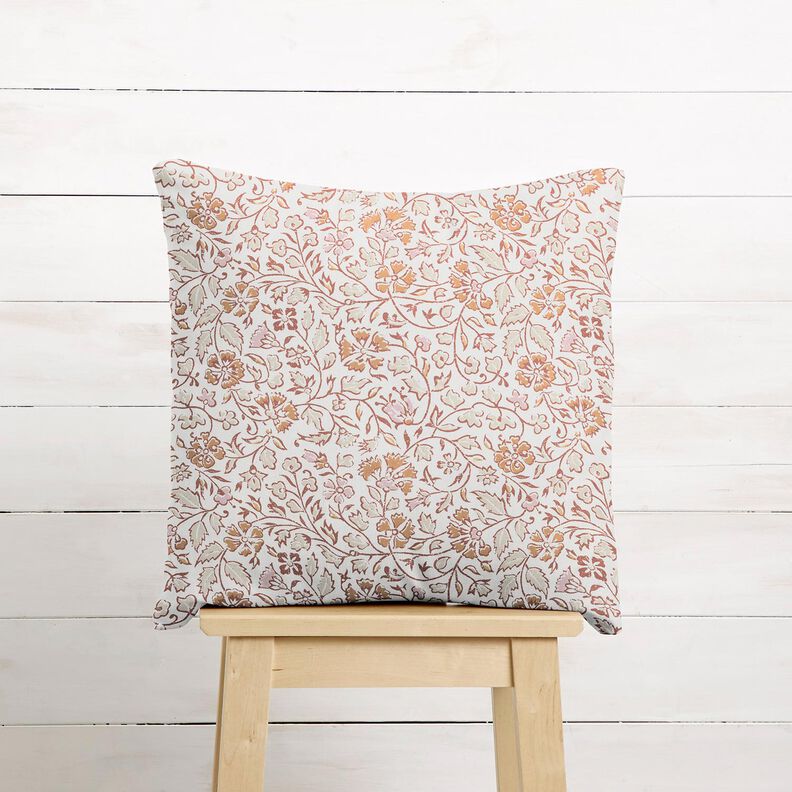 Baumwollstoff Cretonne zartes Blumenmuster – weiss/zimt, image number 6
