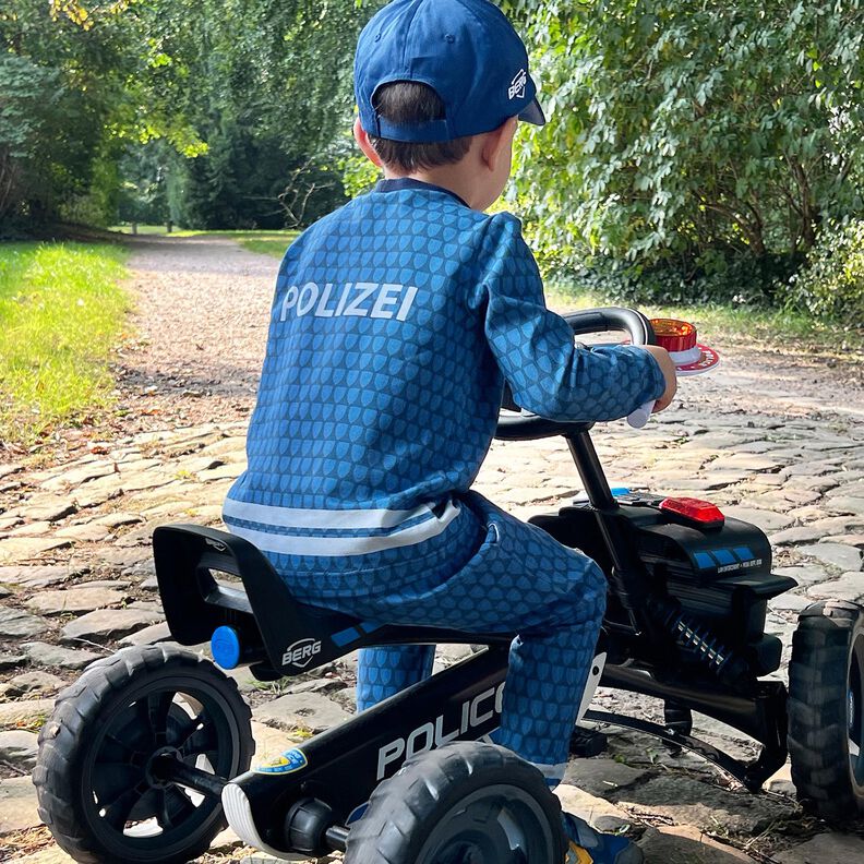 French Terry Sommersweat Bordürenstoff Einmal Polizei sein – jeansblau/silbergrau, image number 7