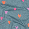 Baumwolljersey Neon Herzen | by Poppy – taubenblau/neonorange,  thumbnail number 2