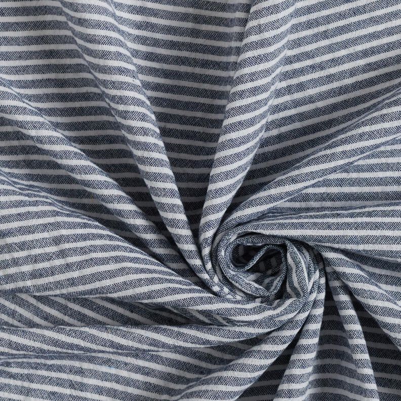 Baumwollstoff Leinenoptik schmale Streifen – weiss/marineblau,  image number 3