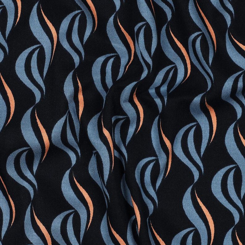 Viskose-Stretch abstrakte Wellen – schwarzblau/helljeansblau,  image number 2