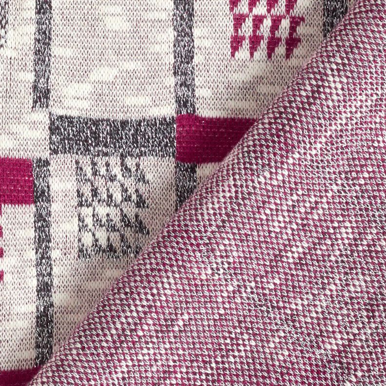 Strickstoff grafisches Glitzermuster – beere/weiss, image number 5