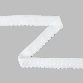 Elastisches Spitzen-Einfassband (Falzgummi) [12 mm] - wollweiss, 