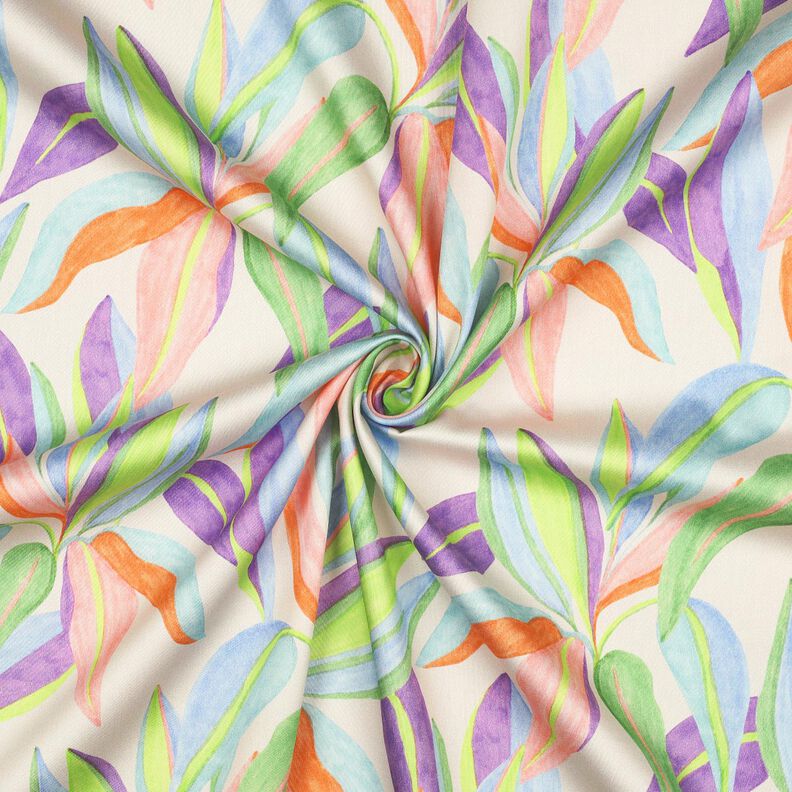 Baumwollsatin Blätter Digitaldruck | Poppy Fabrics – creme/hellgrün,  image number 3