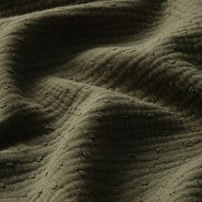 Musselin/ Doppel-Krinkel Gewebe Dobby – khaki | Reststück 90cm, 