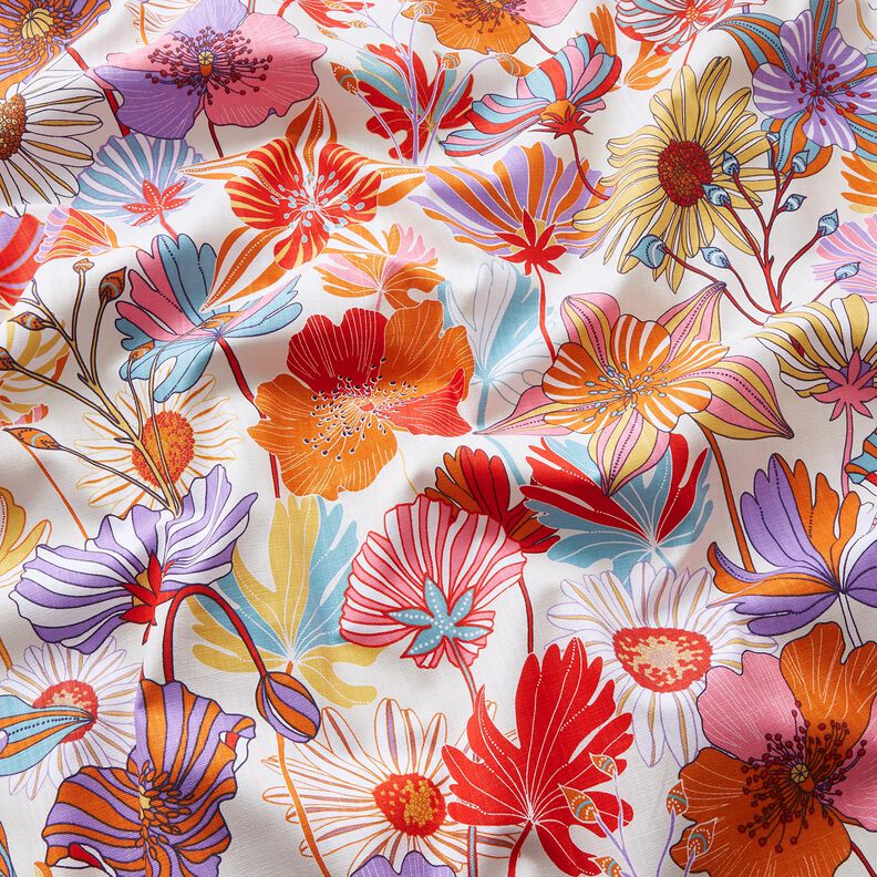 Dekostoff Panama farbenfrohe Blumen – creme/lavendel, image number 2
