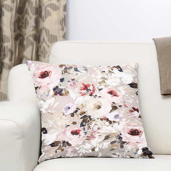 Halb-Panama Dekostoff Floris – beige/rosa, image number 7
