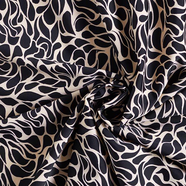 Badeanzugstoff abstrakte Tropfen – hellbeige/schwarz | Reststück 100cm