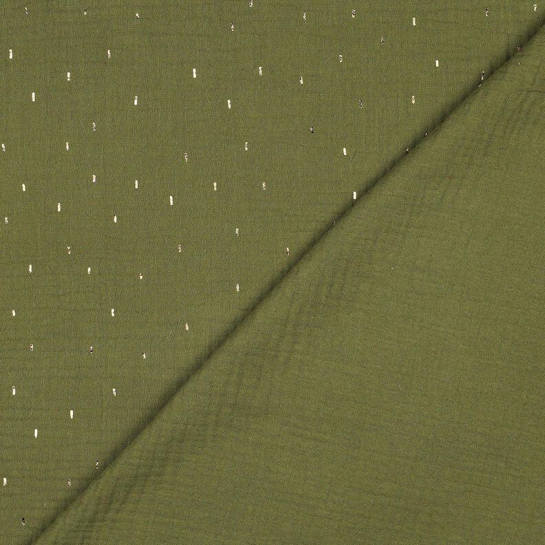Musselin/ Doppel-Krinkel Gewebe Rechteck Foliendruck | Poppy Fabrics – pinie/gold metallic,  image number 4