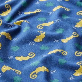 Baumwolljersey Chamäleon – jeansblau/lindgrün, 