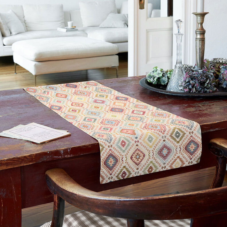 Dekostoff Jacquard indischer Teppich – hellbeige,  image number 9