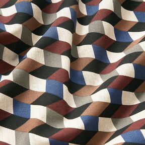 Dekostoff Halbpanama minimalistische W&uuml;rfel &ndash; natur/blau, 