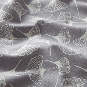 Baumwollstoff Cretonne Ginkgo – grau, 