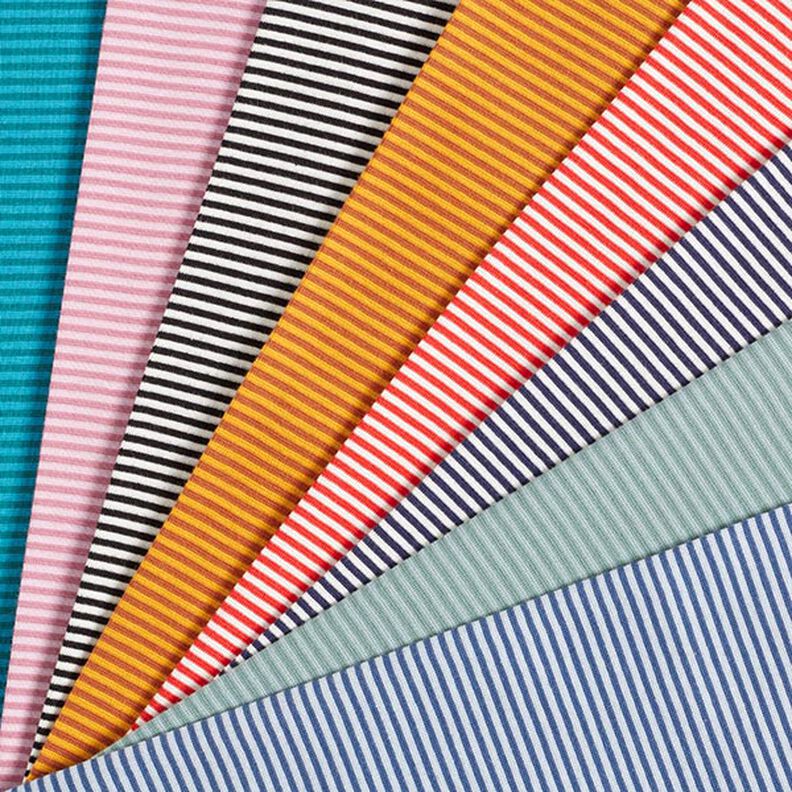 Bündchen Schlauchware schmale Ringel – marineblau/weiss,  image number 5