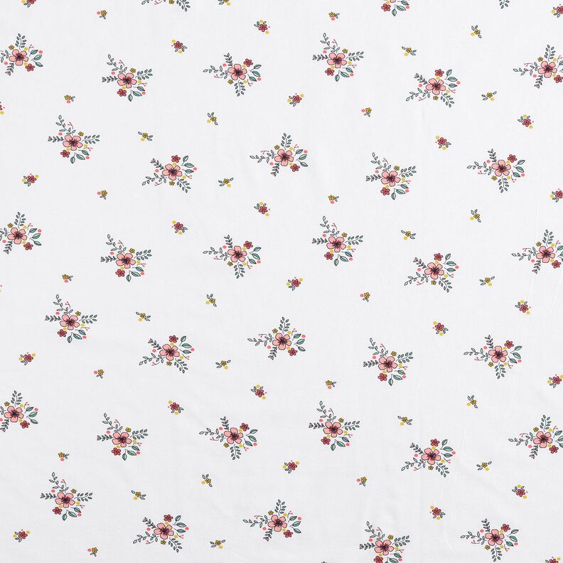 GOTS Baumwolljersey verstreute Blumen | Poppy Fabrics – weiss,  image number 1