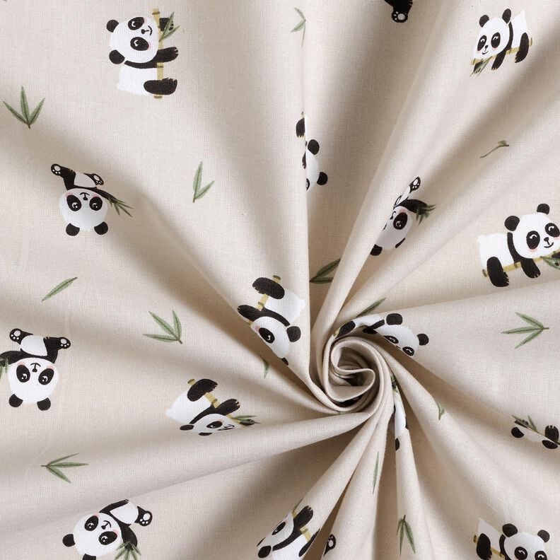 Baumwollstoff Cretonne süßer Pandabär – natur, image number 3