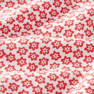 Baumwolljersey kleine Blümchen – weiss/rot, 