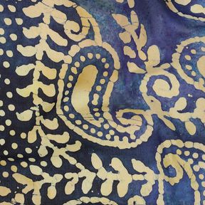 Feiner Baumwollbatist Batik Paisley – ozeanblau/sand, 
