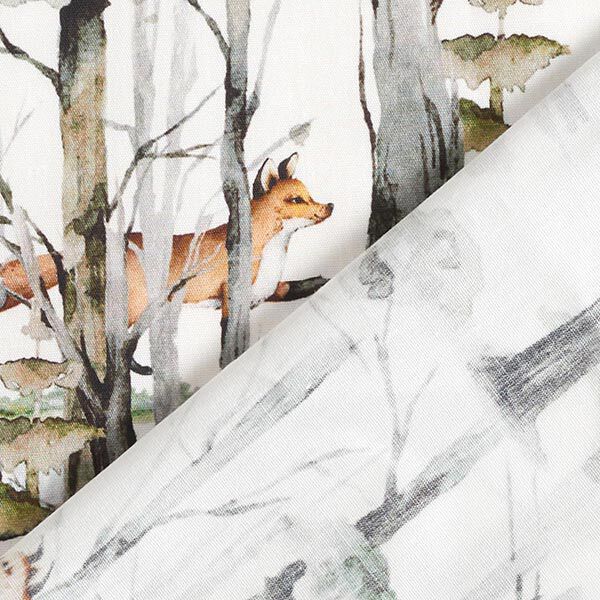 Baumwollpopeline Fuchs im Wald Digitaldruck – weiss
