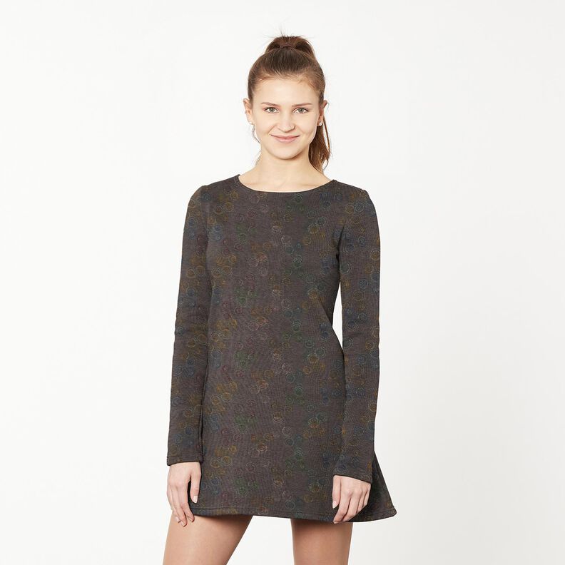 Viskosejersey bunte Kreise – steingrau, image number 6