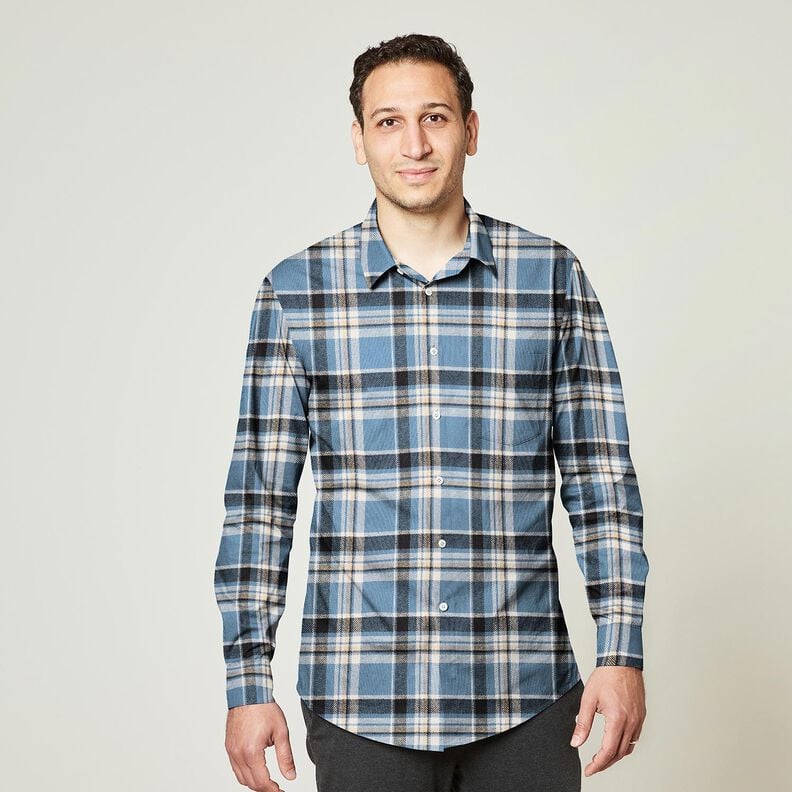 Baumwollflanell Karo – jeansblau/schwarz, image number 6