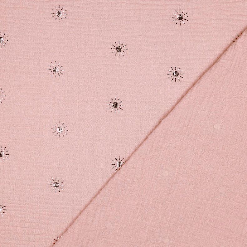 Musselin/ Doppel-Krinkel Gewebe Sonnen Foliendruck | Poppy Fabrics – hellaltrosa/pastellviolett,  image number 4