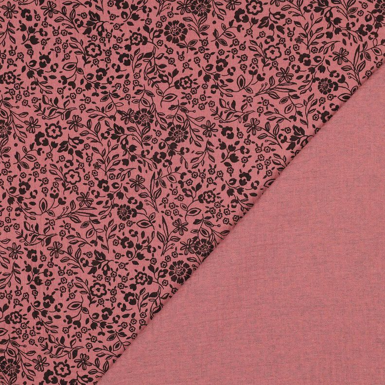 Musselin/ Doppel-Krinkel Gewebe bi-color Blümchen  | Poppy Fabrics – dunkelaltrosa/schwarz,  image number 4