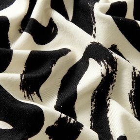 Viskosejersey abstrakte Pinselstriche – creme/schwarz, 