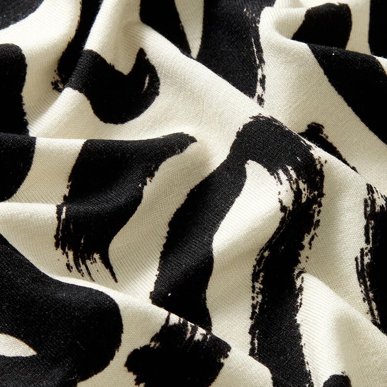 Viskosejersey abstrakte Pinselstriche – creme/schwarz,  image number 2