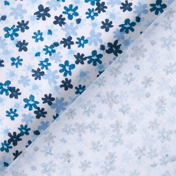 Baumwollpopeline Blütentanz – weiss/petrol, image number 4