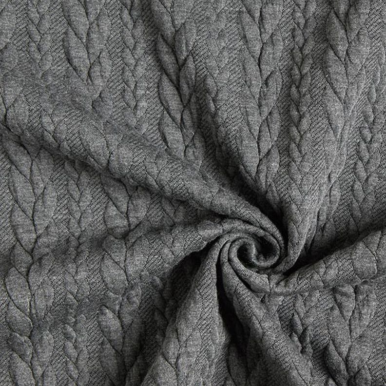 Jerseyjacquard Cloqué Zopfmuster – dunkelgrau,  image number 3