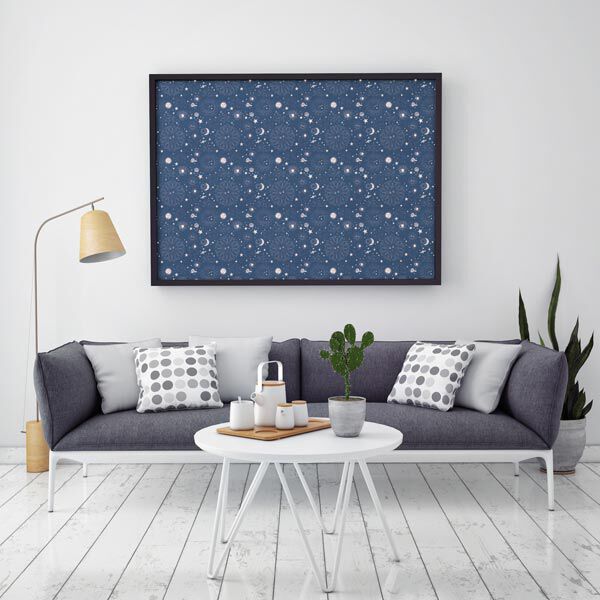 Dekostoff Halbpanama Himmelskörper – marineblau,  image number 5