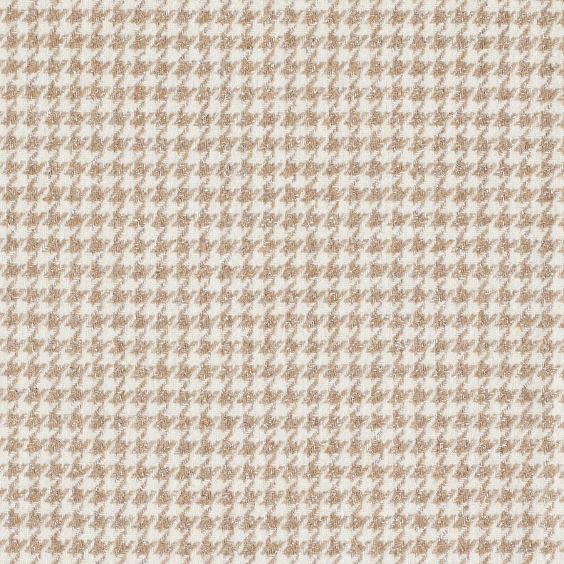 Mantelstoff Woll-Mix Glitzer-Hahnentritt – mocca/wollweiss,  image number 1