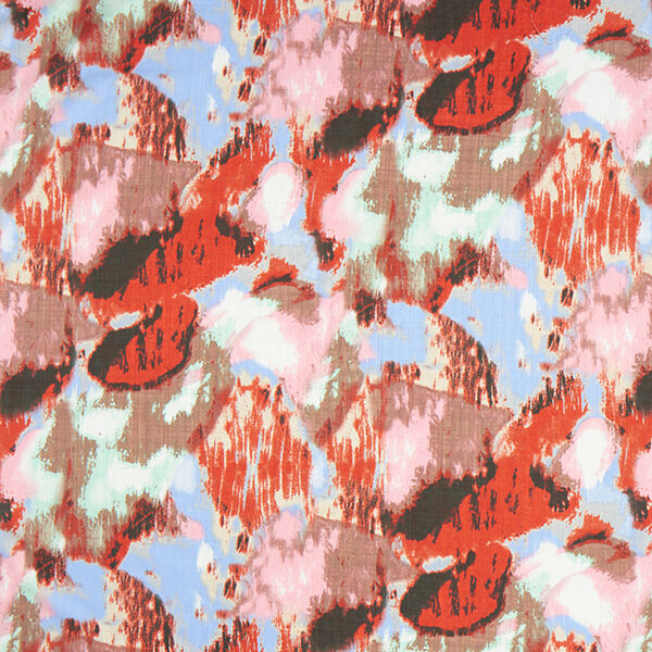 Leichter Baumwoll-Viskose-Mix Batiklook – hellrosa/rot | Reststück 50cm