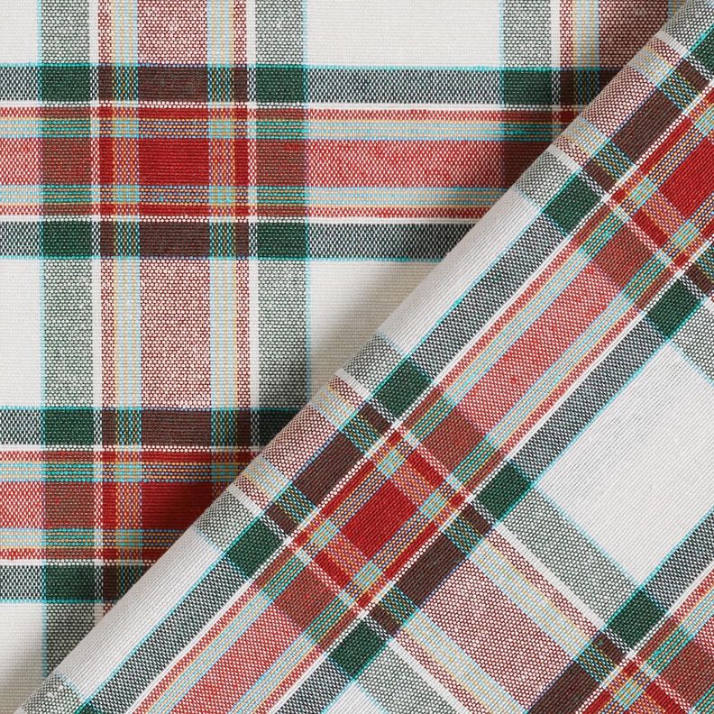 Dekostoff Jacquard klassisches Karo – wollweiss/karminrot,  image number 4