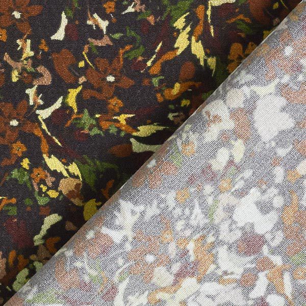 Viskose Crêpe Georgette Streublumen – schwarz/braun, image number 4