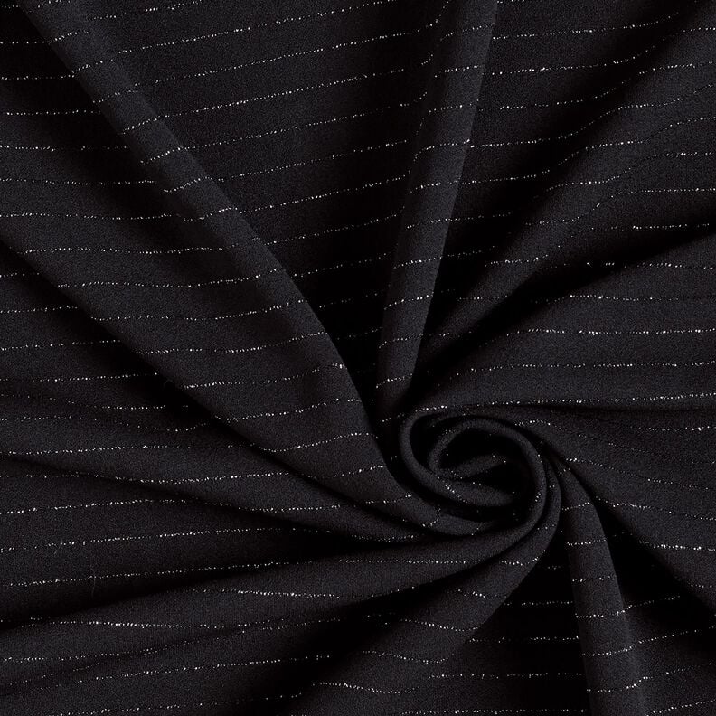 Hosenstoff Stretch Glitzer-Nadelstreifen – schwarz/silber metallic, image number 3