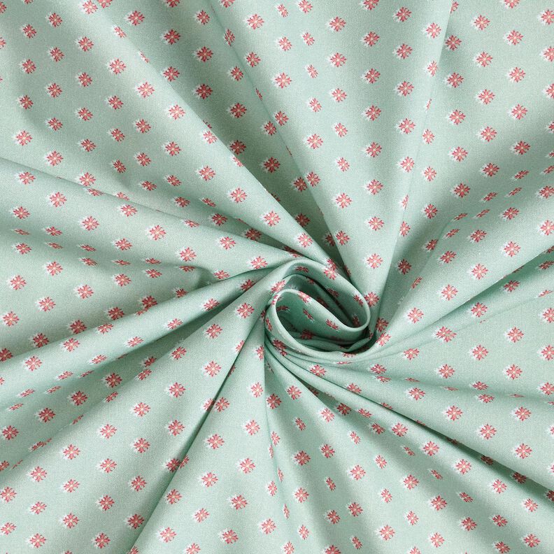 Baumwollstoff Popeline Mini Zacken – hellmint/dunkelaltrosa,  image number 3