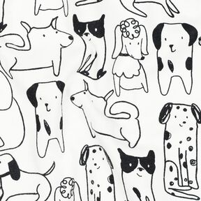 Baumwollflanell Hunde | Poppy Fabrics – weiss/schwarz, 